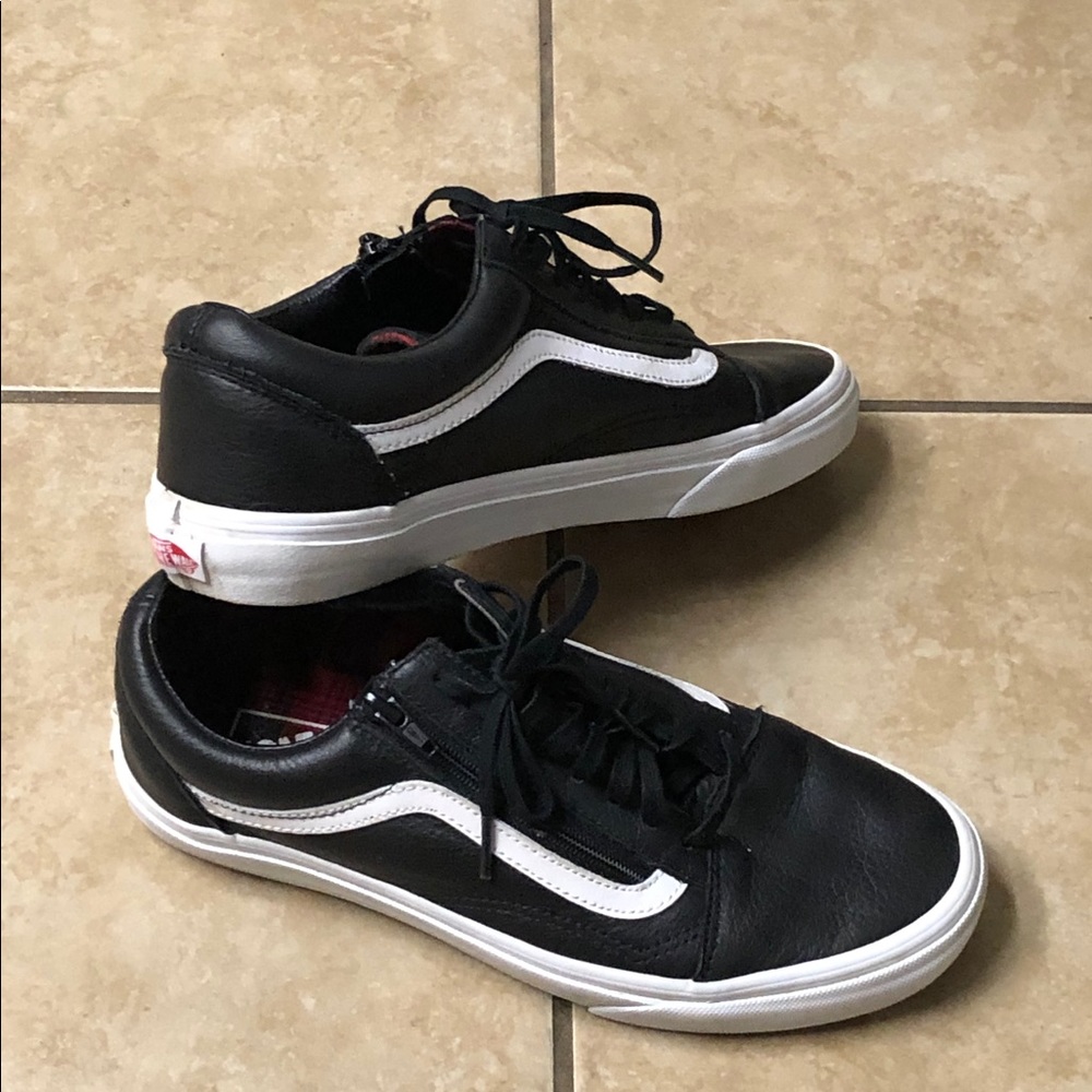 Vans black leather sk8 zip
